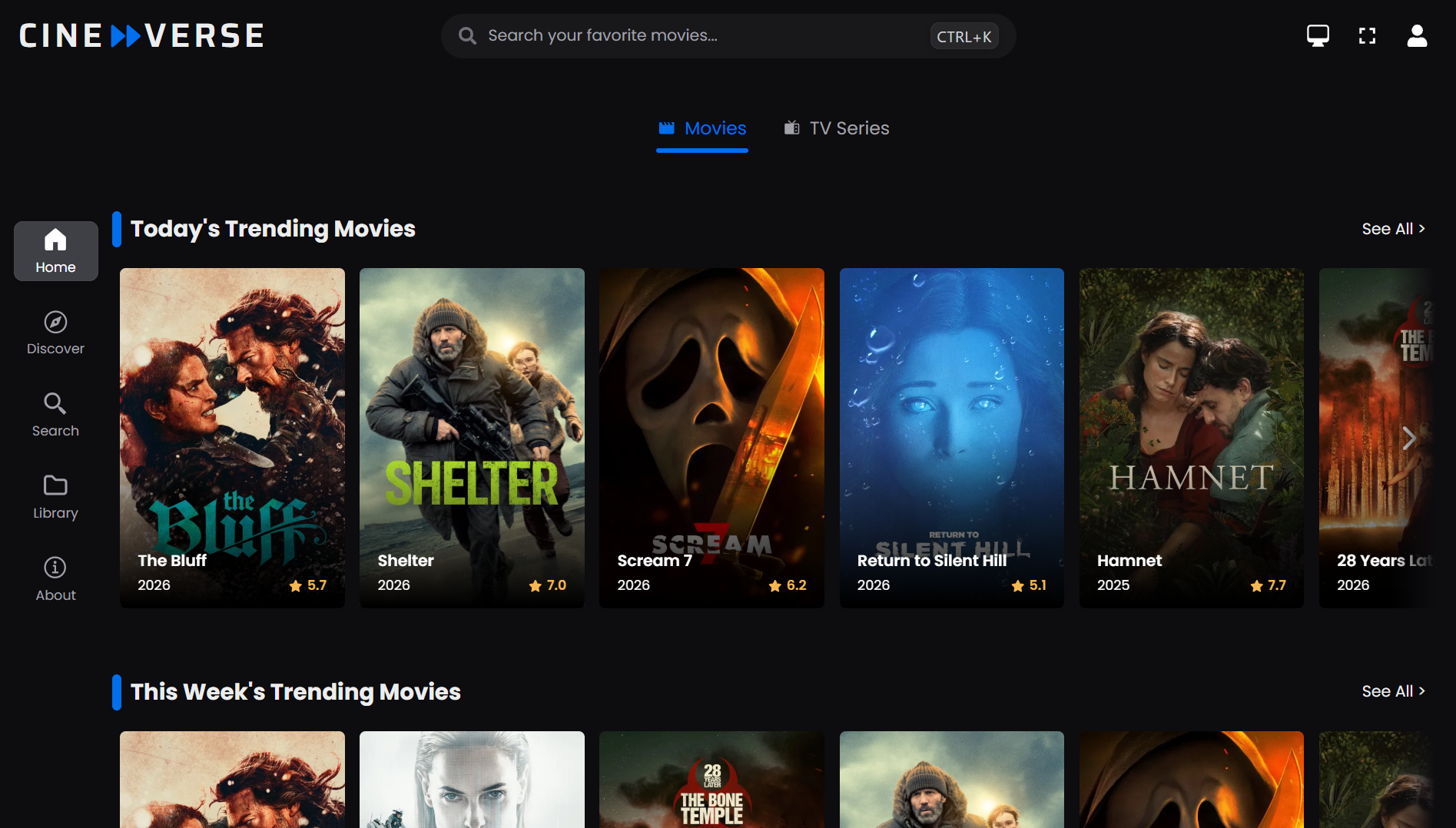 Cineverse website preview image