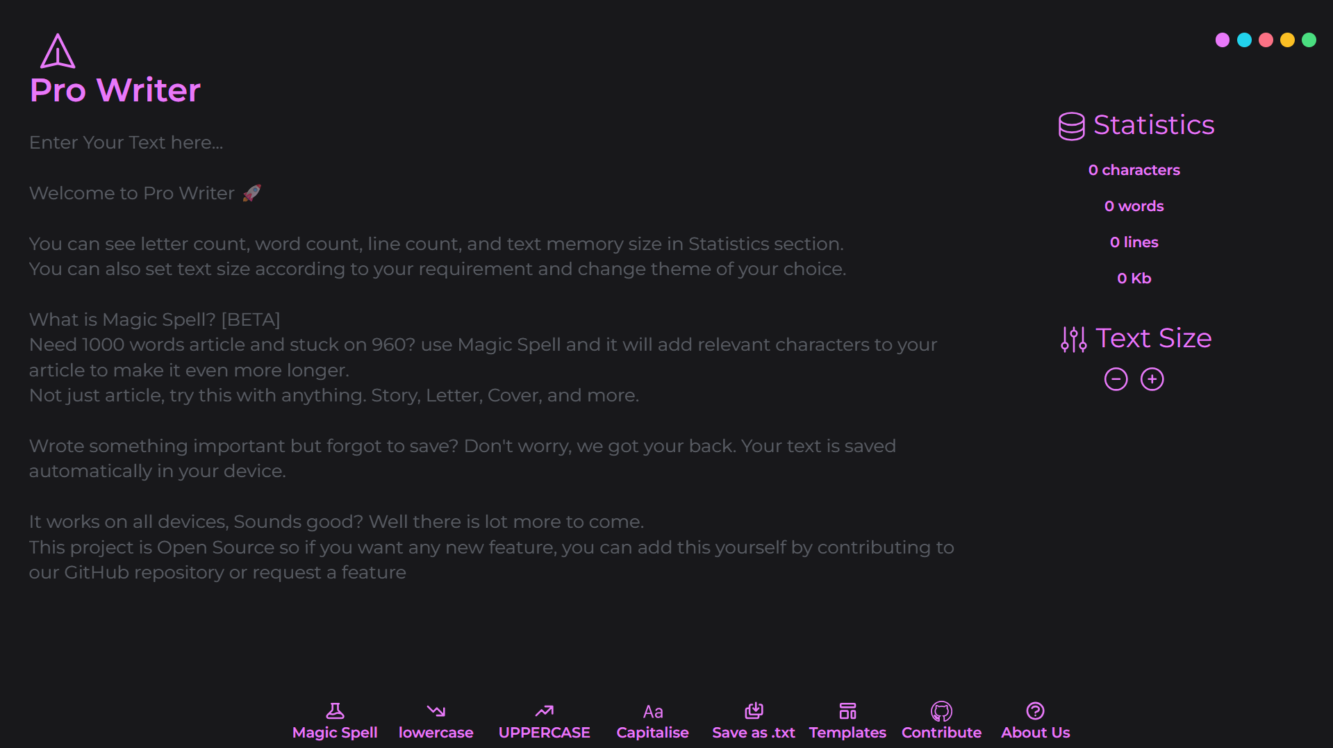 Pro-writer website preview image